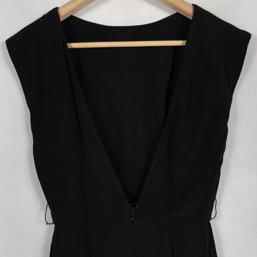 Vintage Ralph Lauren Dress Womens 4 Black Deep V Back LBD Pleated Made In USA - Picture 6 of 10