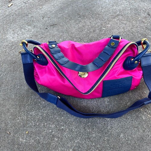 Orobianco Milano Shoulder Bag Nylon Pink 2-Way Fold Over Zip Tessuti & Pelli - Picture 3 of 21