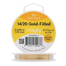 , 18 Gauge, 14/20 Yellow Gold-Filled Wire, Half Hard, Round, 1/2 Troy oz 6.5...