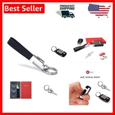 Luxury Leather Detachable Key Ring Holder - Elegant Keychain for Cars in Black