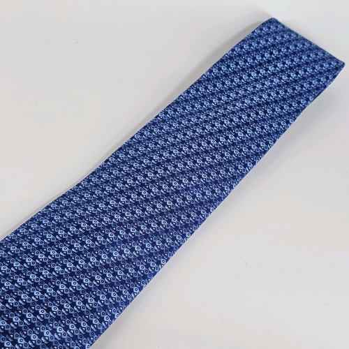 Pineda Covalin Silk Tie Aztec Mexican Mexico Blue Tompantli Skull Mesoamerican - Picture 3 of 8
