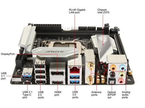 ASUS ROG Strix Z370-I Gaming Z370 LGA1151 8 9Th HDMI DDR4 ITX Motherboard Tested - Picture 4 of 4