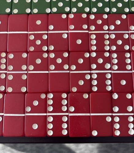 VTG Marblelike Standard Dominoes Green Red 3 SETS No. 616 Game Puremco. No Box - Picture 7 of 15