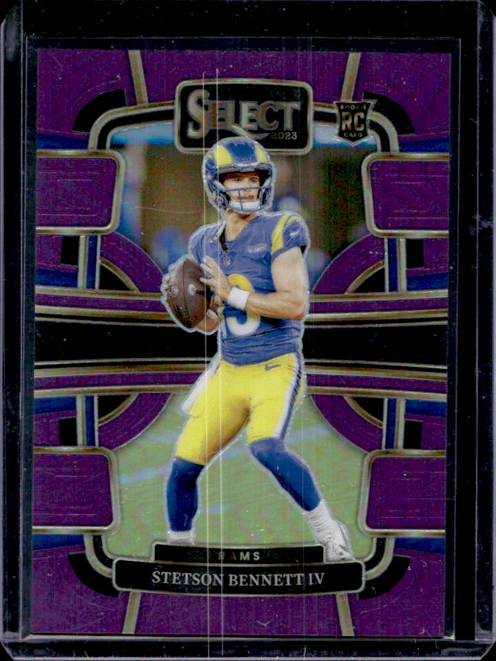 2023 Panini Select Stetson Bennett IV Purple Prizms RC Concourse #/75 Rams