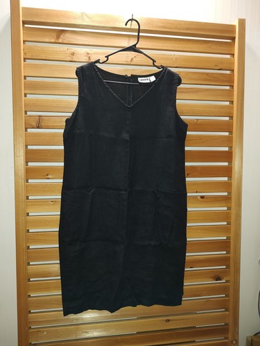 Black Linen Shift Dress Travel Leisure Earthy Natural Chico's Design 2 L 12/14 - Bild 10 von 11