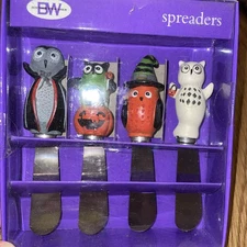 Boston Warehouse Halloween Spreaders Set Of 4 - Owl Themed - New
