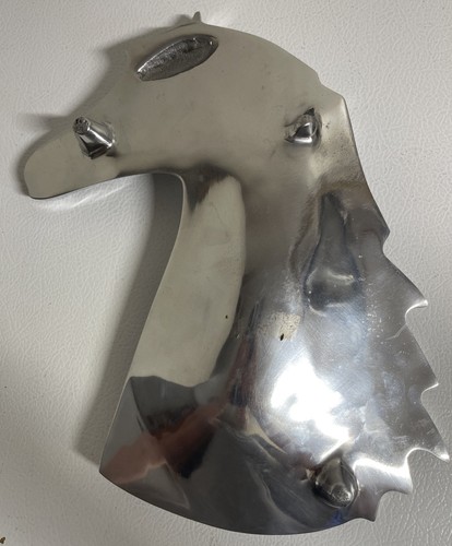 Vintage Horse Head Metal Chrome Serving Tray 12” Flowing mane. - Picture 5 of 6