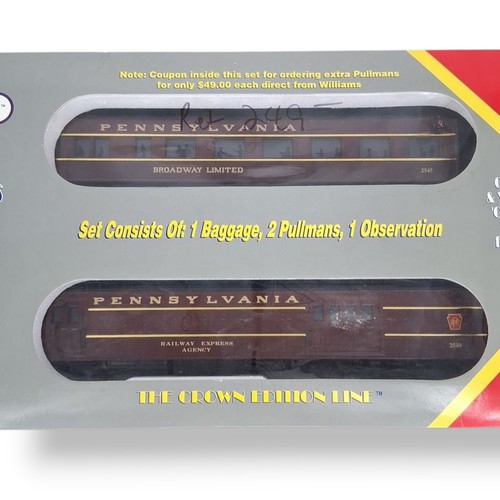 Williams Electric Trains O Gauge 4 Car Passenger Set 72’ PRR Madison Style #724 - Picture 6 of 15