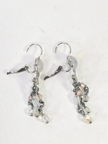 Kirks Folly Aurora Star Crystal Leverback Earring Silver Tone Pierced Chandelier - Picture 8 of 11