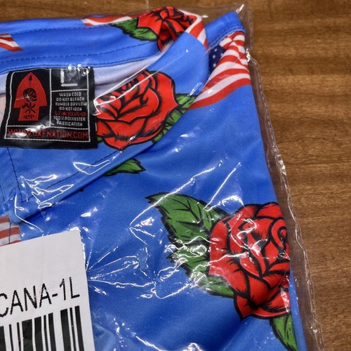 OAF Nation Shirt Large All Over Print Hawaiian USA American Flag Rose BBQ July 4 - Bild 3 von 6