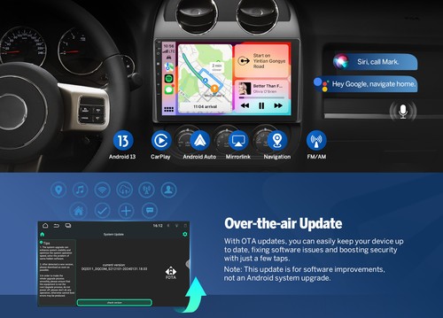 Radio de coche estéreo CarPlay 2+32 GB Jeep Compass Patriot 2010-2016 10,1" Android 13 - Imagen 6 de 20