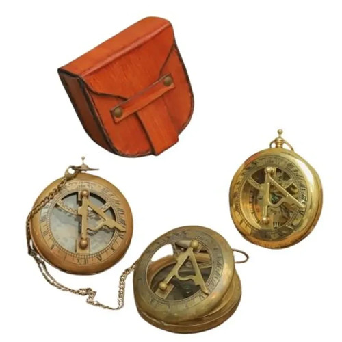 Personalized Vintage Brass Compass with Leather Case | 3 Inch Nautical Sundial f - 第 4/7 張圖片