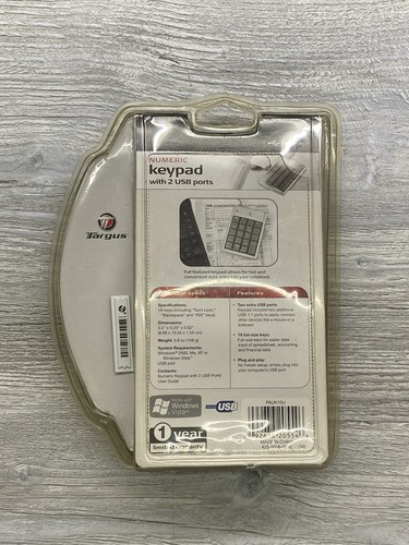 TARGUS Numeric Keypad w/2 USB ports 19 Full Size Keys Data Entry Windows PC NEW - Picture 2 of 2