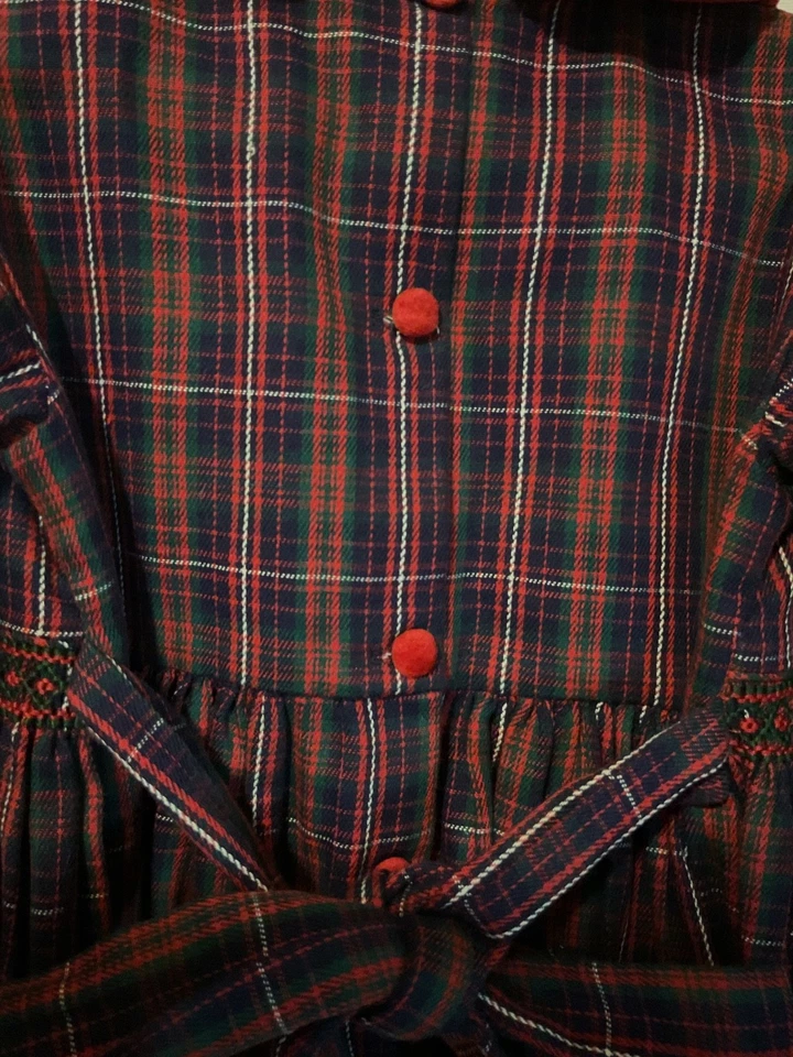 Vestido de Navidad a cuadros Strasburg 5T, ribete de terciopelo Foto 3 de 4