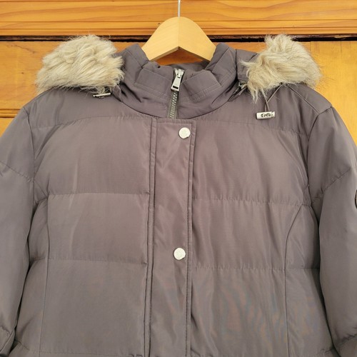 Lauren Ralph Lauren Puffer Jacket Womens Large Gray Detachable Hood Zip Up - Picture 3 of 18