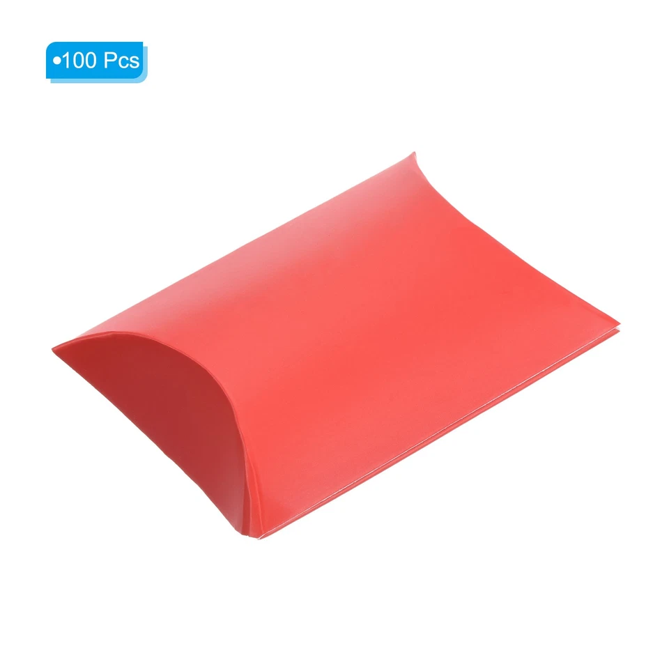 100 piezas cajas de almohada cajas de regalo de boda 3,5 x 2,6 pulgadas para boda rojas Foto 3 de 4