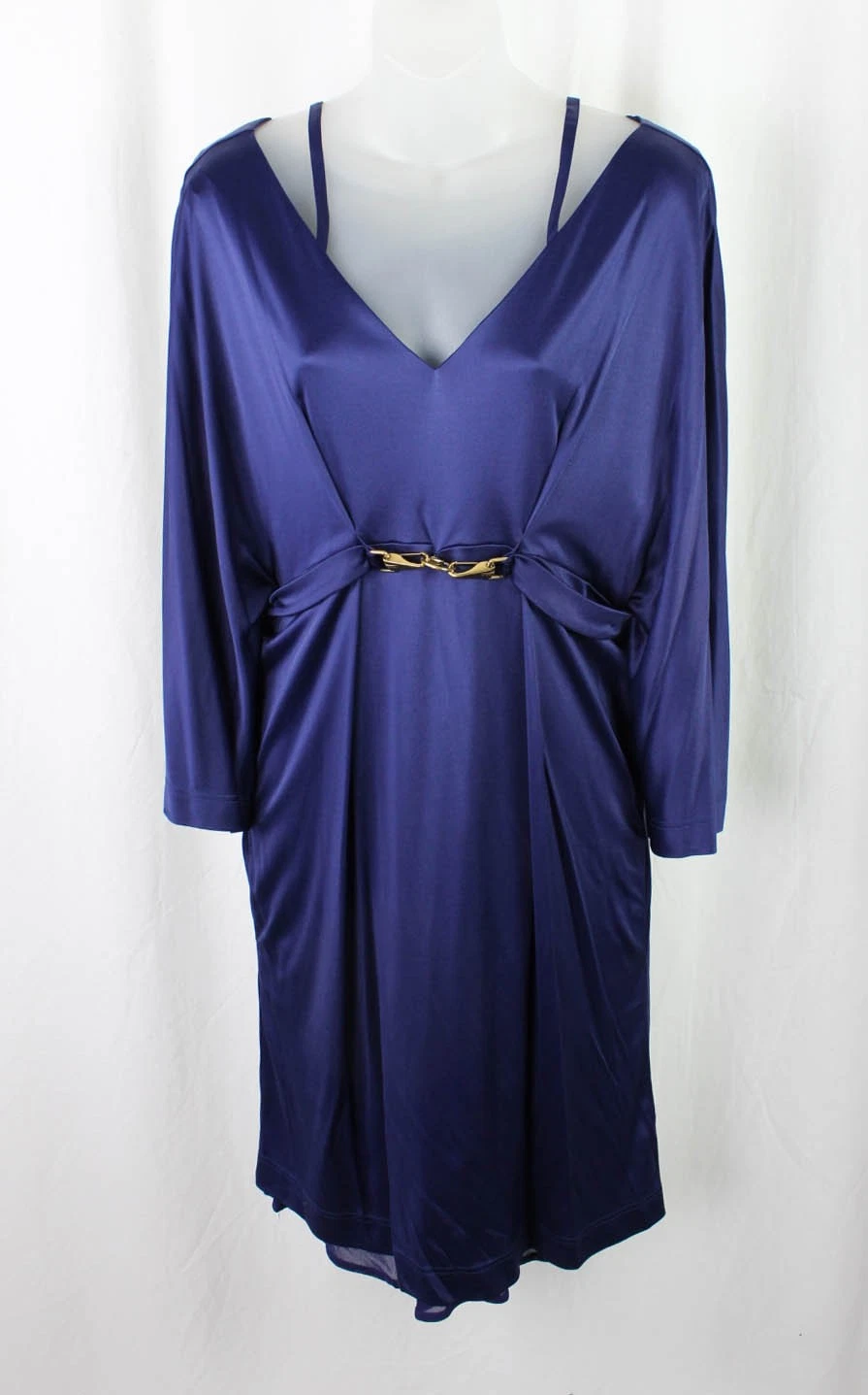 Robe fourreau ceinturée femme Gucci satin marine épaules froides taille L 