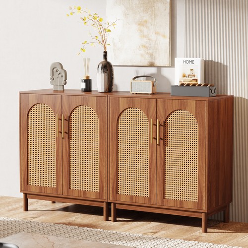 Tribesigns 59" Rattan Sideboard Buffet Cabinet Accent Storage Cabinet Kitchen - Picture 8 of 8