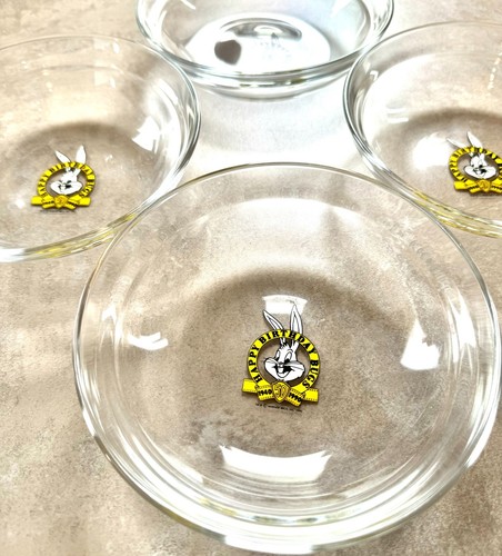 Vtg Japan Looney Tunes 90s Glass Plate Set Big 1 small 4 Bugs Bunny Daffy Tweety - Picture 3 of 15