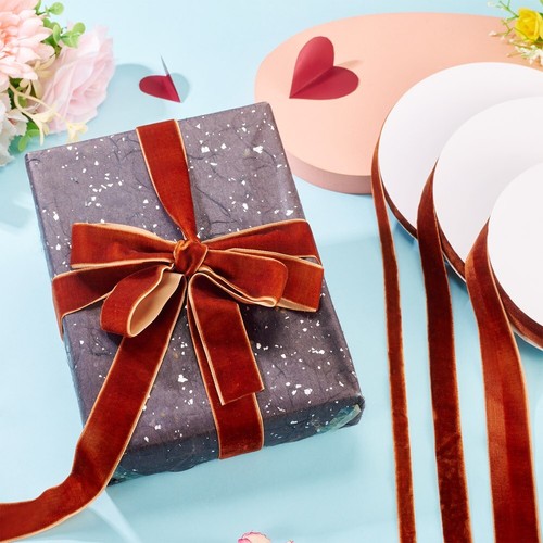 3Rotoli 3 Stili Nastro Velluto Singolo Lato per Confezione Regalo Decorazione 3/8~1 Pollice - Foto 34 di 53