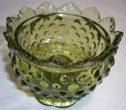 Fenton Glas kolonial grün HOBNAIL: geschrumpfter Kerzenhalter: EXC: NR - Bild 2 von 4