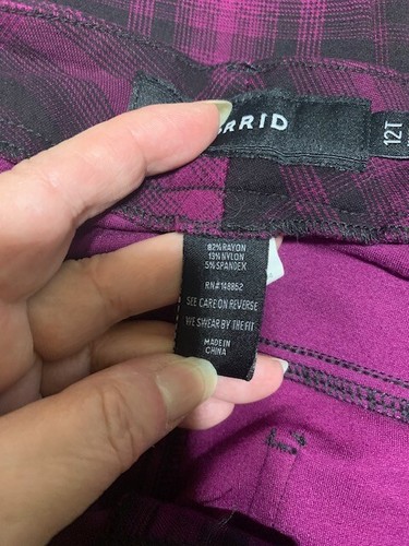 Torrid Purple & Black Plaid Skinny Pants Retro Moto Leggings Size 12T - Picture 10 of 12