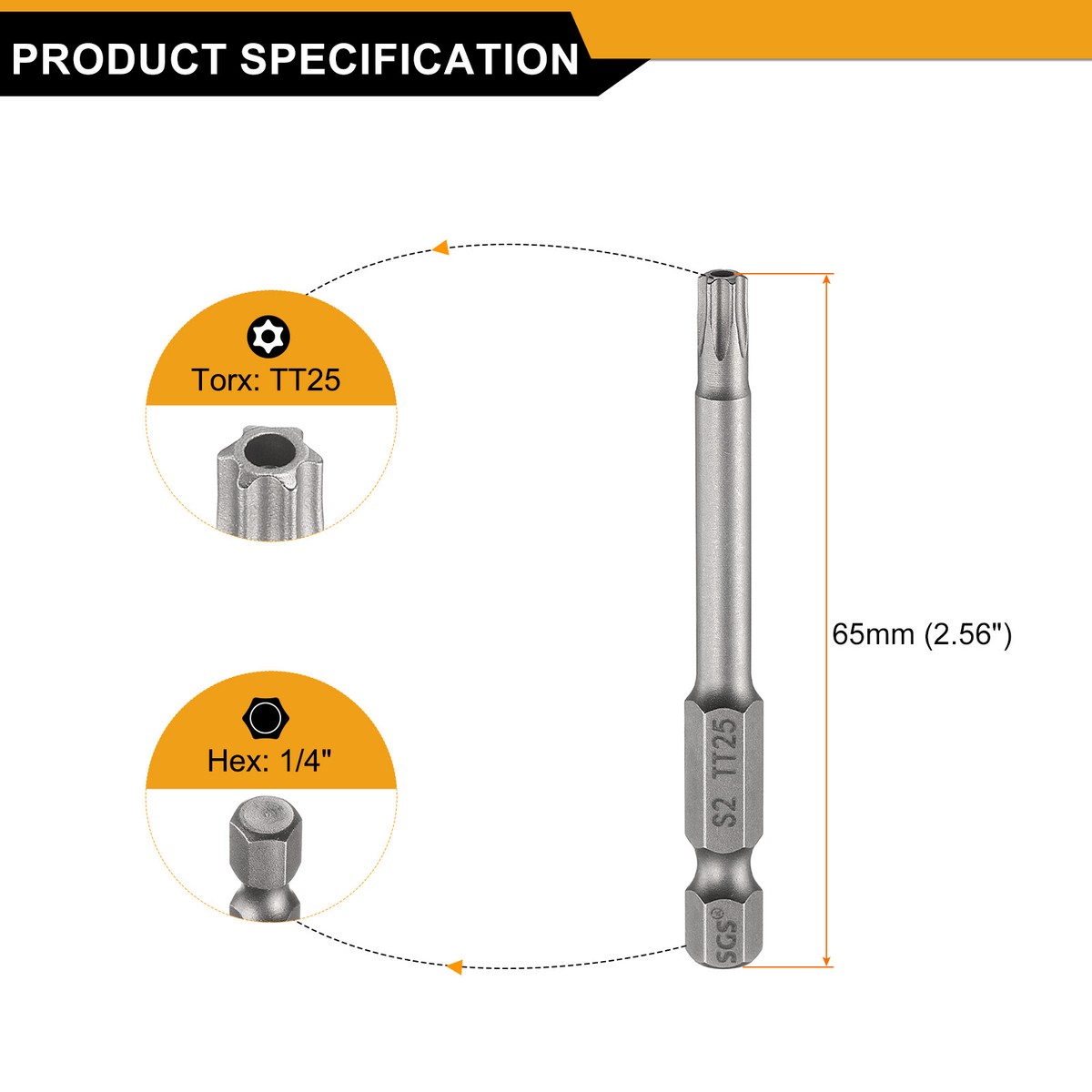 5pcs TT25 Torx Head Screwdriver Bit 2.56