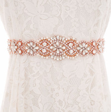 Rhinestone Wedding Belt Handmade Bridal Belt Sash With Ribbon Sashes Rose Gold