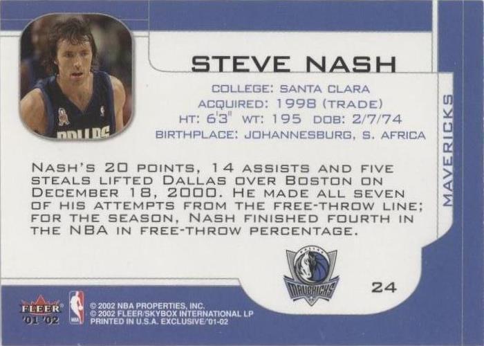 2001-02 Fleer Exclusive - Steve Nash #24