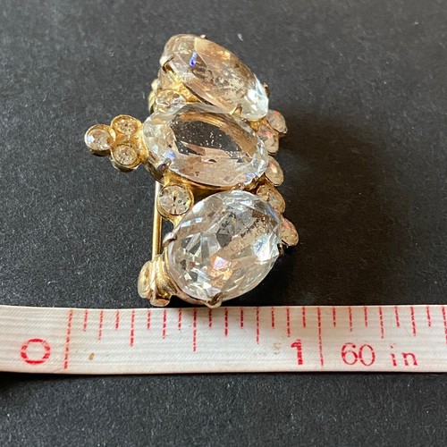 Vintage Sterling Coro Crown Brooch Oval & Round Clear Rhinestones Brooch Pin - Picture 8 of 9