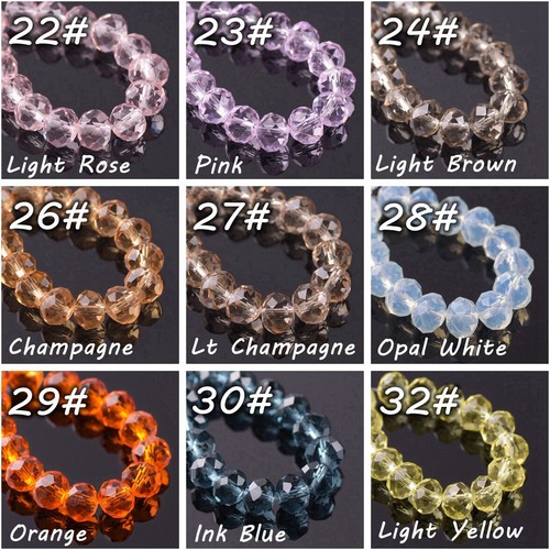 Einfarbig 3mm 4mm 6mm 8mm 10mm 12mm Rondell Facettiert Kristall Glas Lose Perlen - Bild 4 von 53