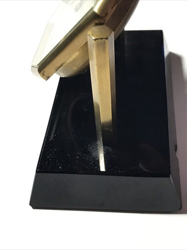 Art Deco Elgin 8 Day Desk Mantle Shelf Clock Black Onyx Base & Brass For Repair - Picture 7 of 12