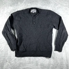 Schott Bros Sweater Mens Medium Henley Wool Blend Thermal Waffle Knit Grandpa