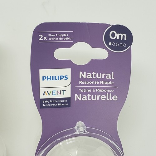 2 Pk Philips Avent 2x Natural Response Size Flow 1 Newborn 0M Bottle Nipples NIP - Picture 2 of 3