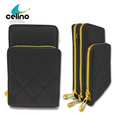 Quilted PU Leather Mobile Phone Crossbody Bag – Wallet Pouch with Zipper