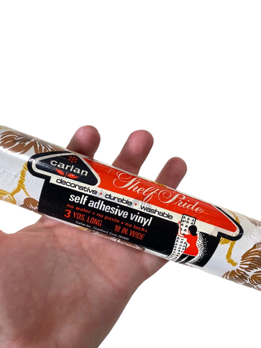 Carlan Vintage Scaffale Adesivo Cassetto Rivestimento Rotolo Bianco Oro Marrone Floreale - Foto 5 di 6