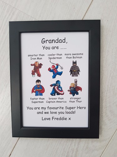 Cornice supereroe personalizzata stampa compleanno regalo natale papà papà nonno - Foto 2 di 4