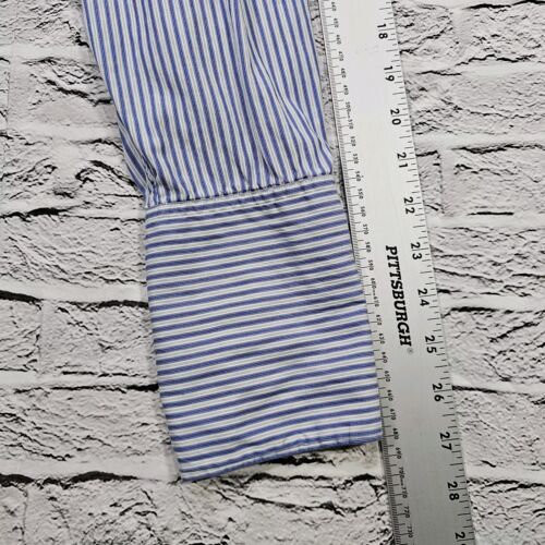 Aquascutum of London Shirt Blue White 80s Two Ply Cuff Sleeves MENS 17.5 - 35 - Picture 6 of 10