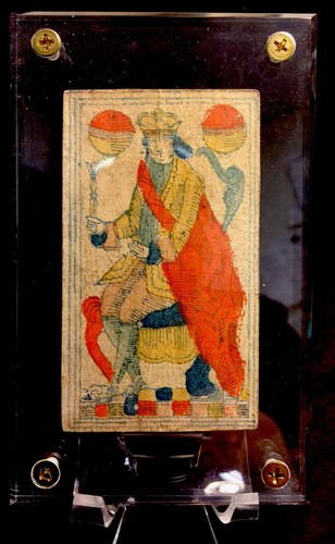 Tarjetas de juego antiguas europeas históricas individuales pintadas en madera calidad de museo - Imagen 2 de 12