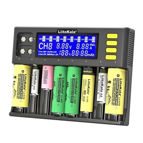 LiitoKala Lii-S8 Caricabatteria per ricarica rapida agli ioni di litio/IMR/LiFePO4 AAA 9V 9V - Foto 8 di 13