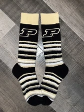 PURDUE BOILERMAKERS COLLEGE TEAM BLACK WOMENS SOFT COMFY FUZZY CREW SOCKS