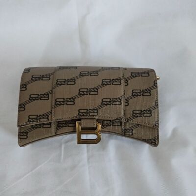 Balenciaga Hourglass WOC BrownBlack BB Monogram Coated Canvas | eBay
