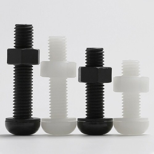 Black Nylon Pozi Pan Head Screw Bolt + Hex Nuts, Flat Washers M2,M2.5,M3,M4-M8 - Picture 4 of 6