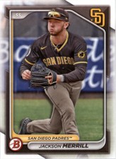 2024 Bowman Base Jackson Merrill #BP-145 San Diego Padres Prospect Baseball Card
