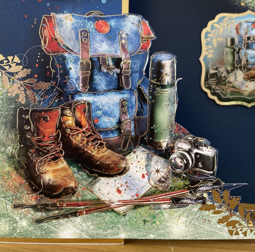 Handgefertigte 7"x5" Wandern Wandern Camping Thema Klappkarte "Abenteuer wartet" - Bild 3 von 4