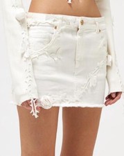 BEAUTIFUL FLOVER APPLIQU - BLUMARINE - MINI STRETCH DENIM SKIRT SZ L