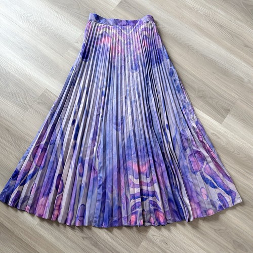 NEW Anthropologie Siddhartha Bansal Marble Dyed Pleated Maxi Skirt Boho 10 $160 - Picture 5 of 19