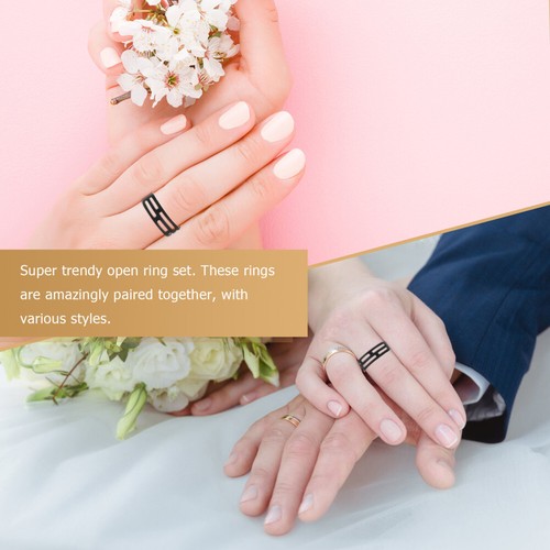 Juego de moda de 5 piezas de aleación dedos huecos anillos declaración (negro) - Imagen 7 de 10