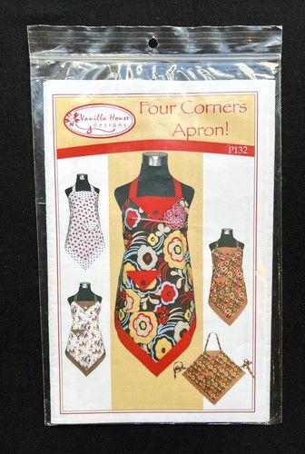 Vanilla House Designs P132 Four Corners Apron! 2010 Pattern OSZ Fits All Uncut - Picture 1 of 2