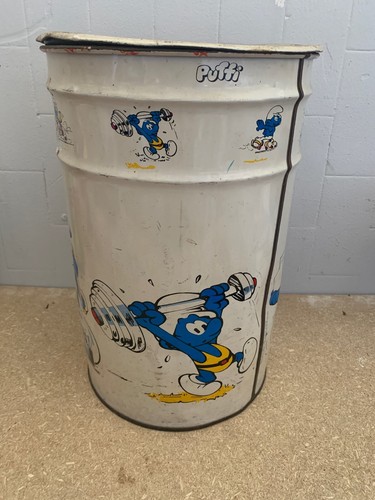 Bidone di latta contenitore per giochi Vintage Puffi 45cm - Imagen 1 de 8